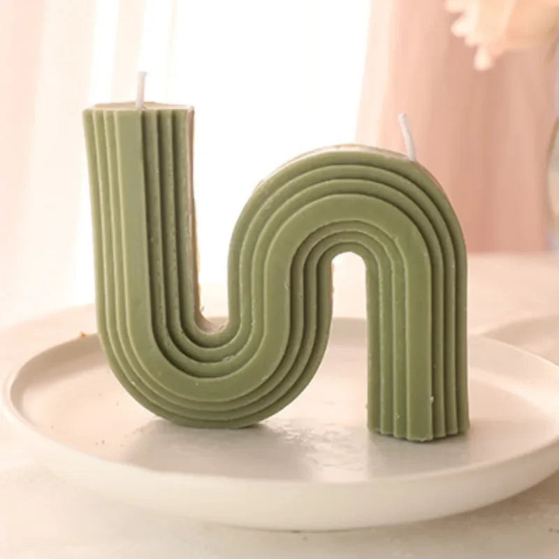 Geometry Unique Candle Wave U Shape Unscented Hand Poured Soy Candles