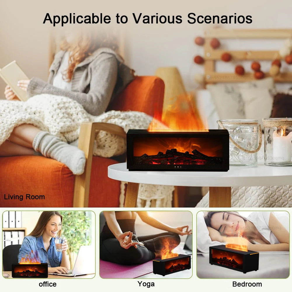 Air Humidifier Essential Oils Aroma Flame Diffuser LED Remote