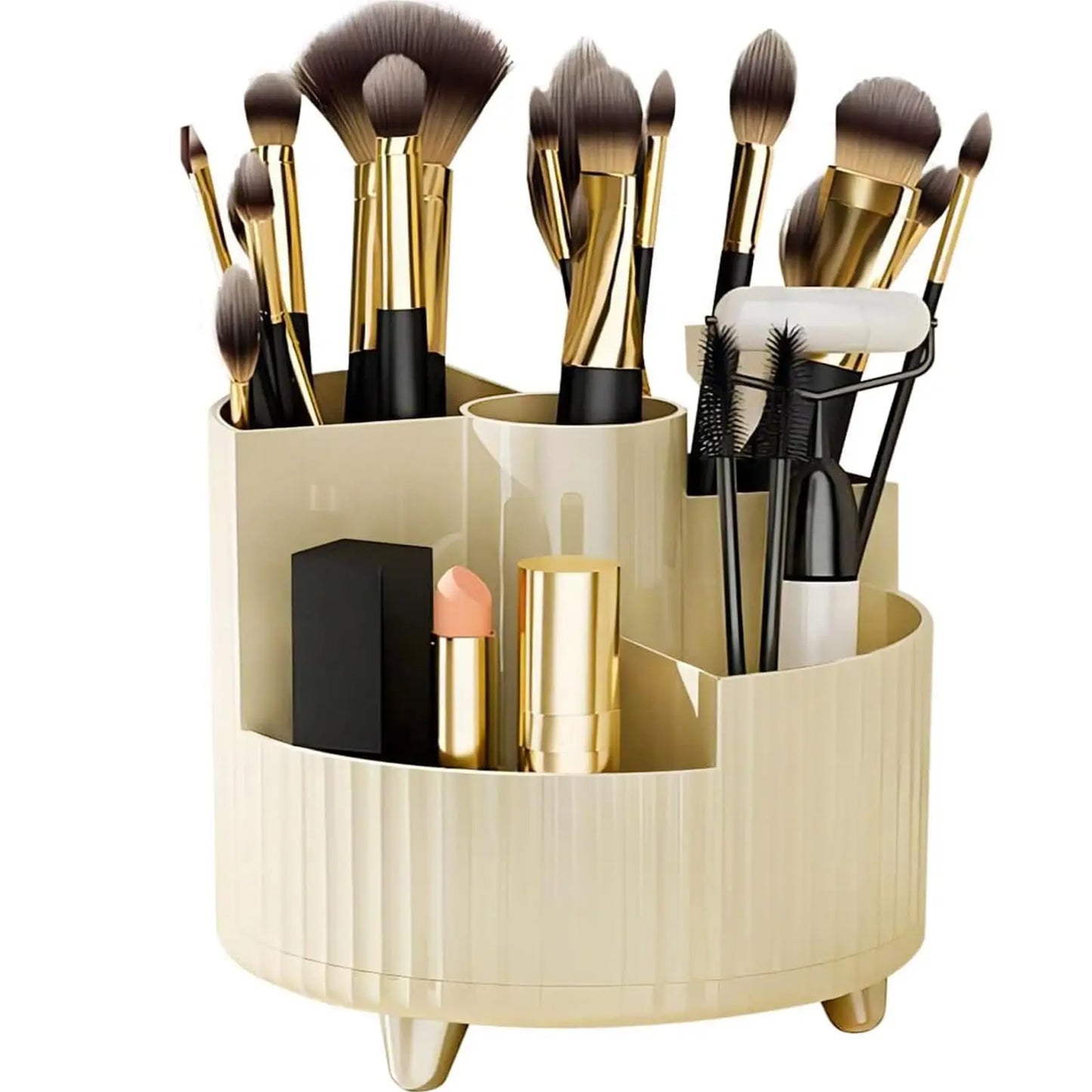 360 Rotating Makeup Organizer for Vanity with Brush Holder