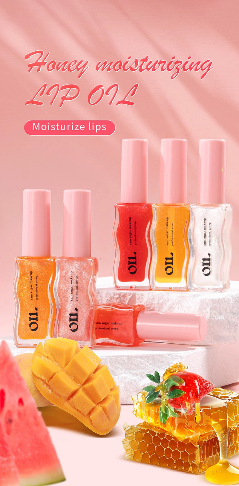 Water Light Honey Essence Lip Oil Gloss for Moisturized Lips