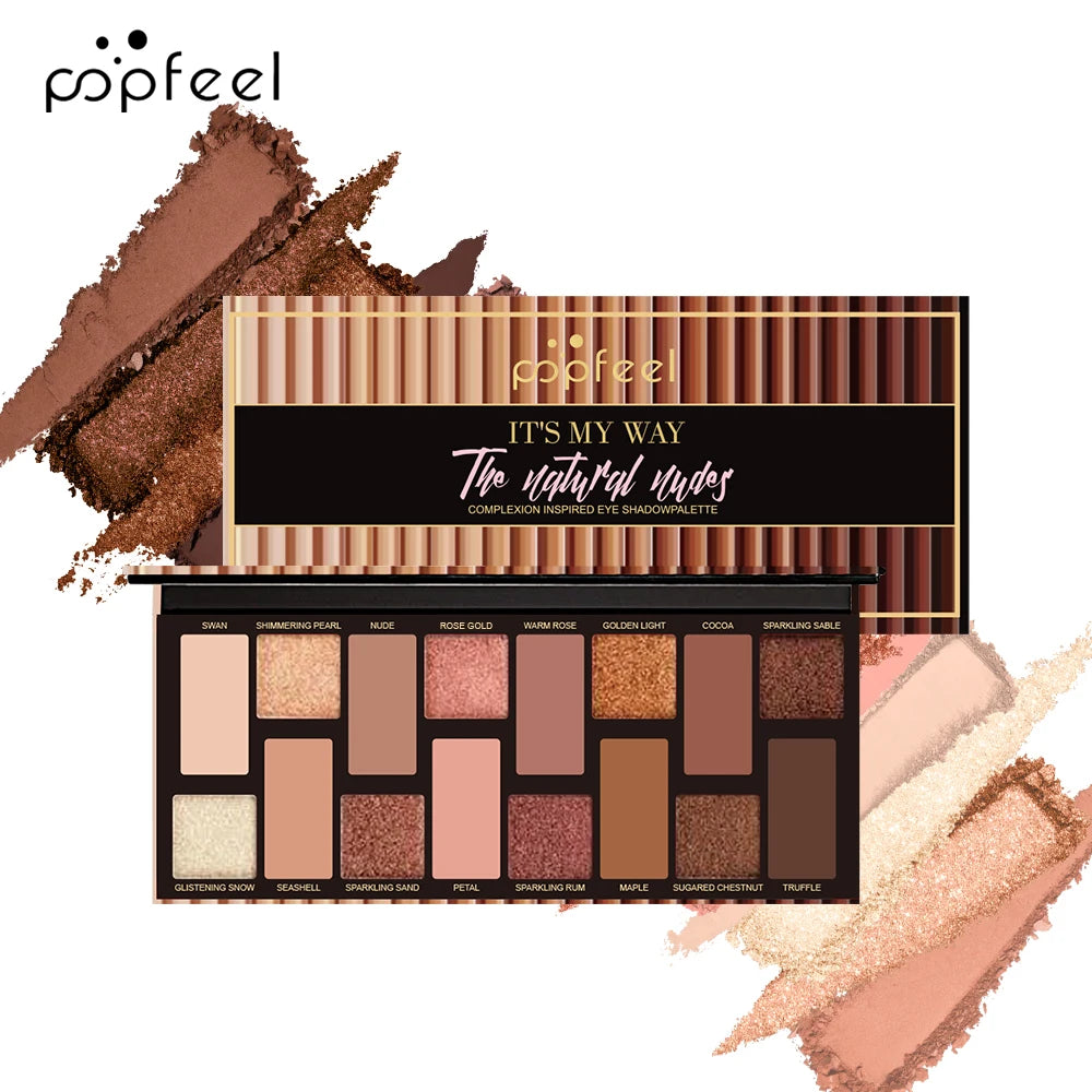 POPFEEL 16 Color Eyeshadow Palette Natural Nude Shades