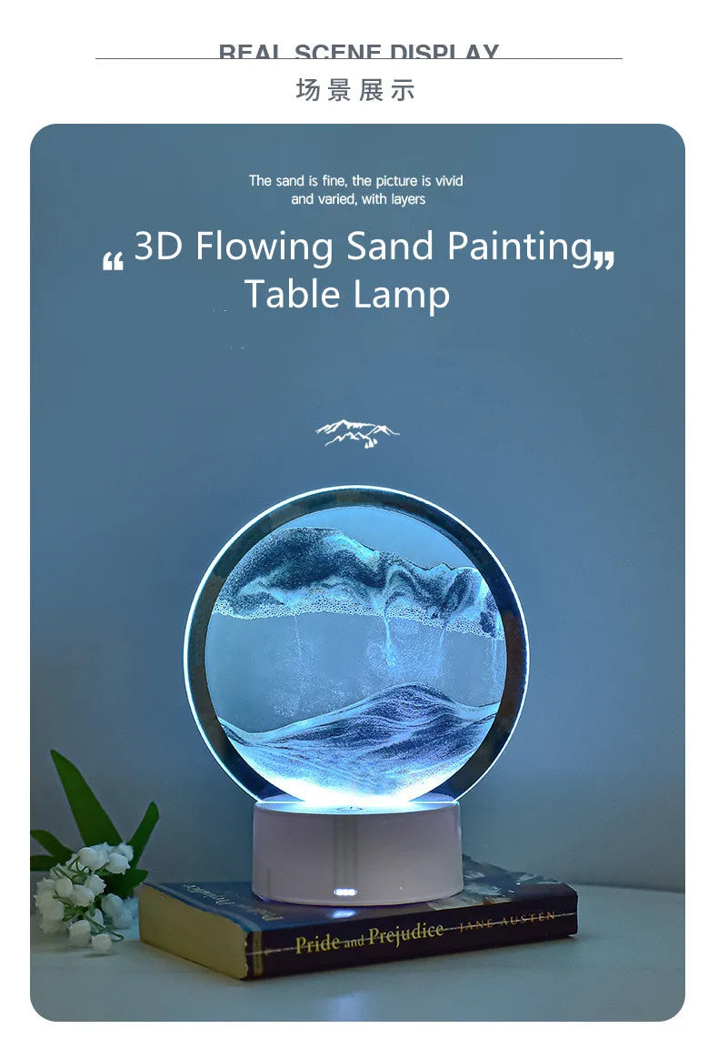 Quicksand Table Lamp, Elegant 3D Sand Painting Light