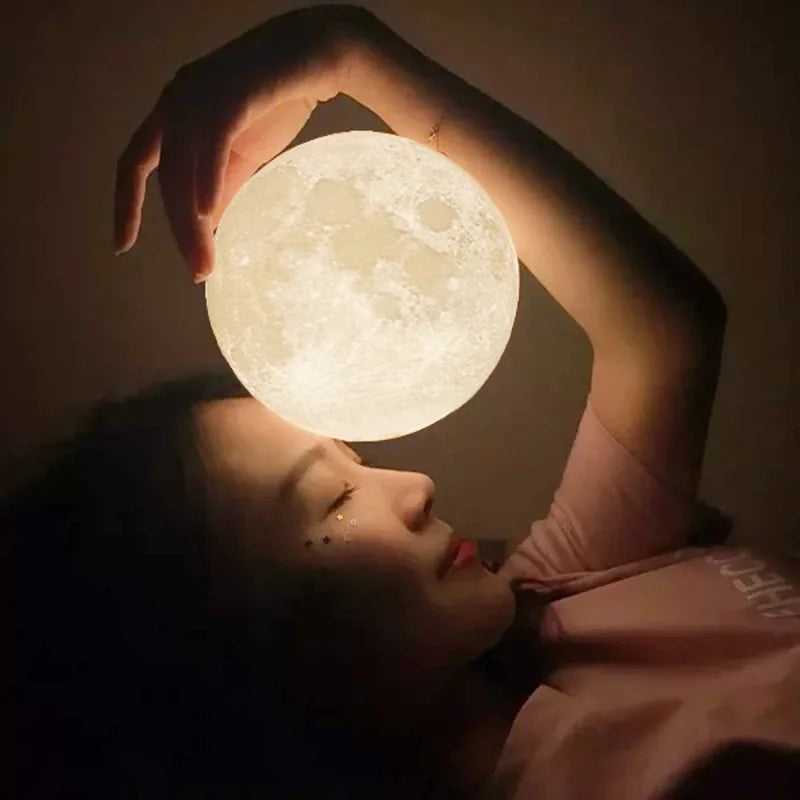 Moon Lamp Led Night Light Battery Powered with Stand Decor