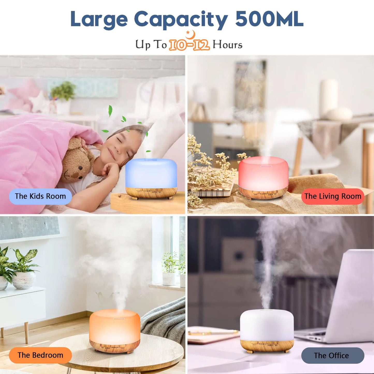 500ML Aromatherapy Oil Diffuser With 6 Essential Oils Set