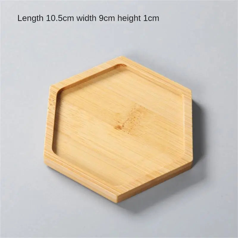 Elegant Multi Bamboo Tray Wood Saucer Flower Pot Tray Cup Pad Coaster Plate For Kitchen