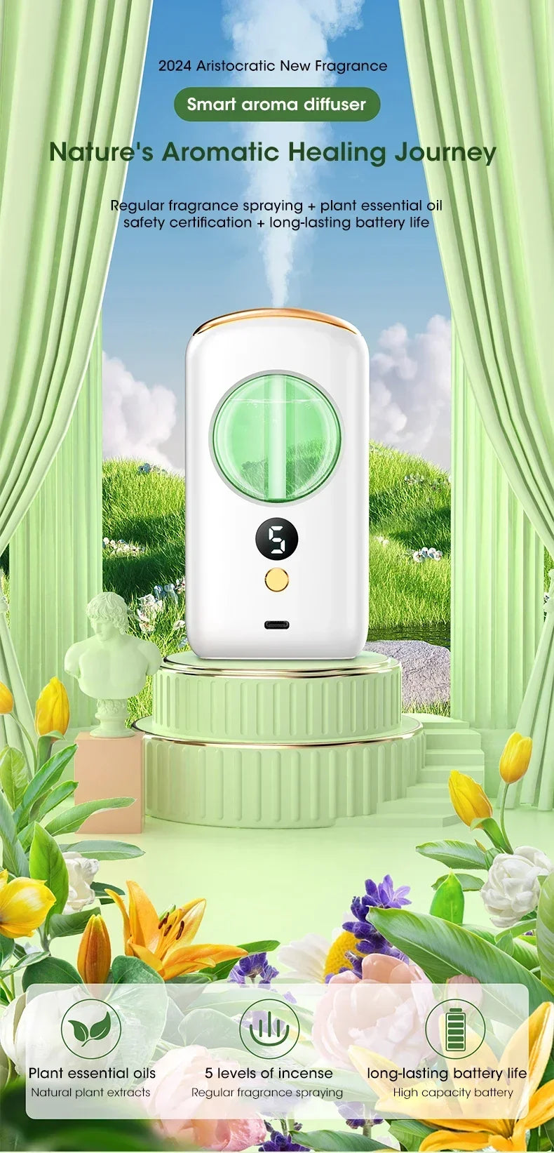 Diffuser Aromatherapy Machine Smart Air Purifier Display