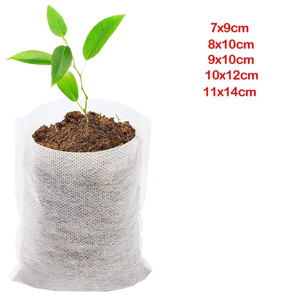 100Pcs Non-Woven Biodegradable Plant Nursery Bags for Garden