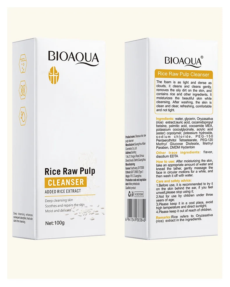 BIOAQUA Rice Raw Pulp Facial Cleanser for Bright Skin