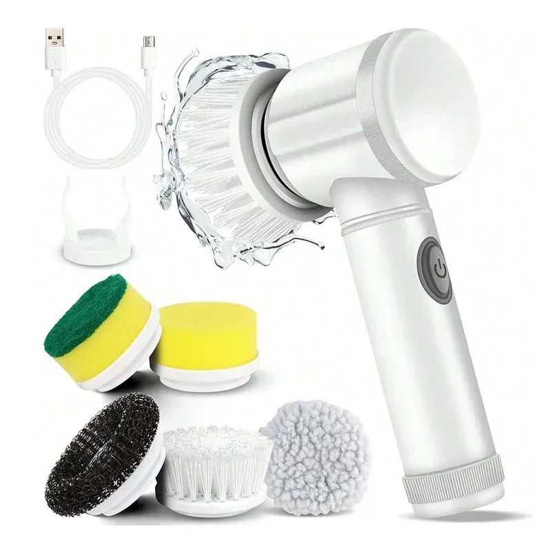 Powerful Electric Spin Scrubber with 5 Interchangeable Heads