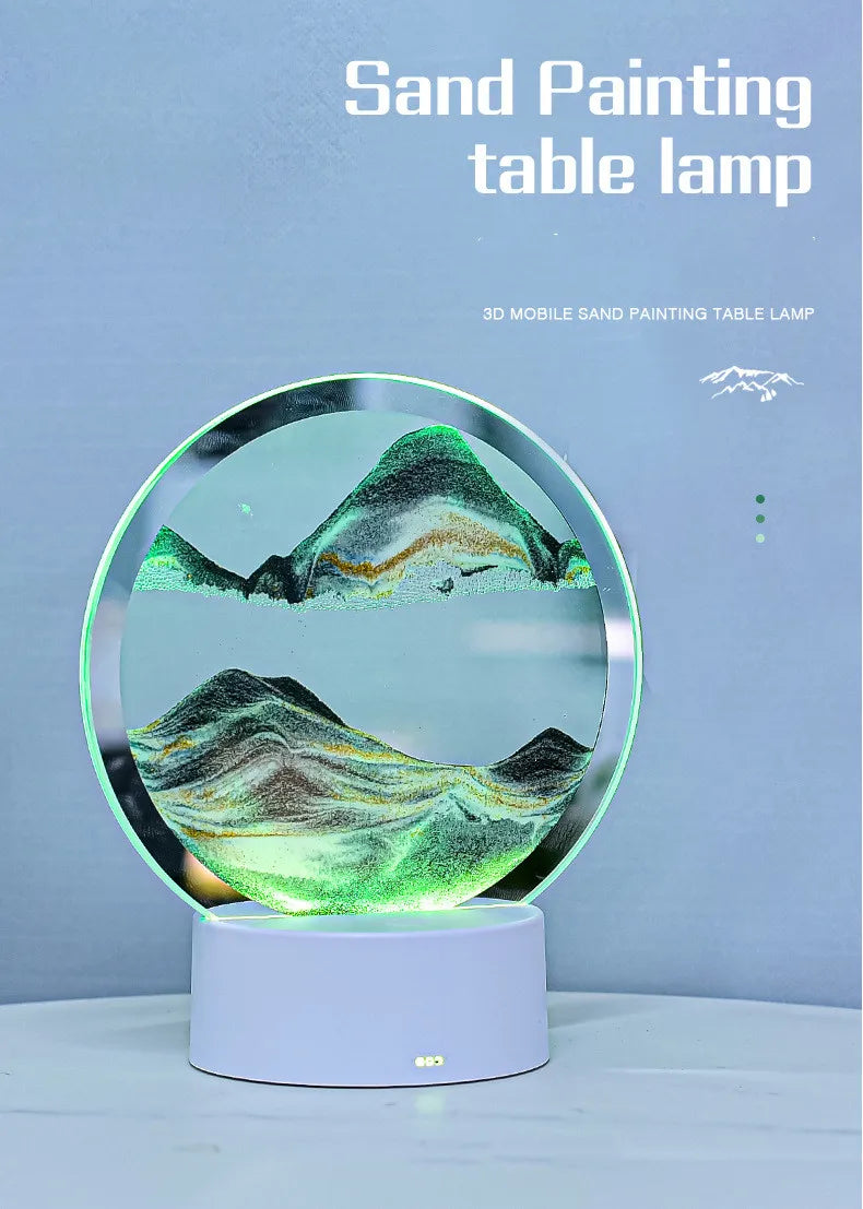 Quicksand Table Lamp, Elegant 3D Sand Painting Light