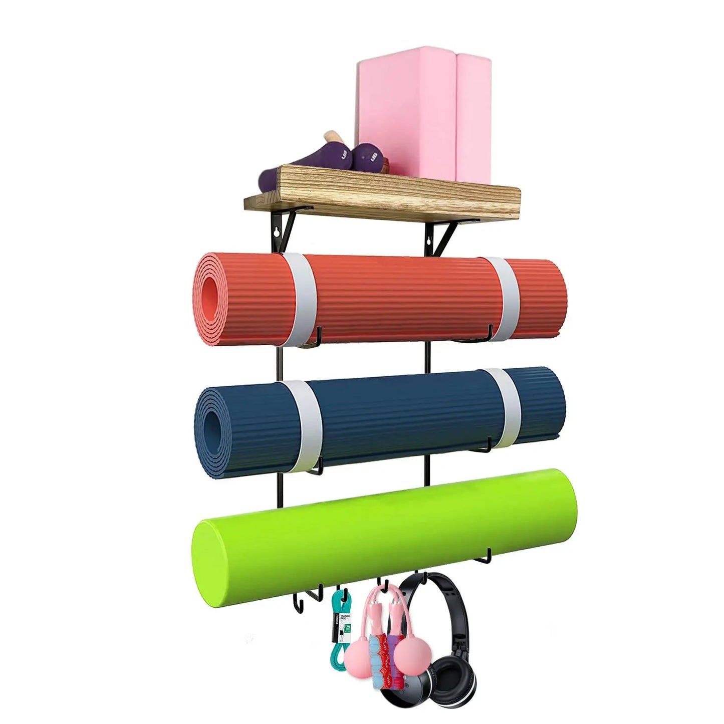 1Set Yoga Mat Holder Accessories Wall Mount Organizer Storage Decor Foam Roller and Towel Storage Rack