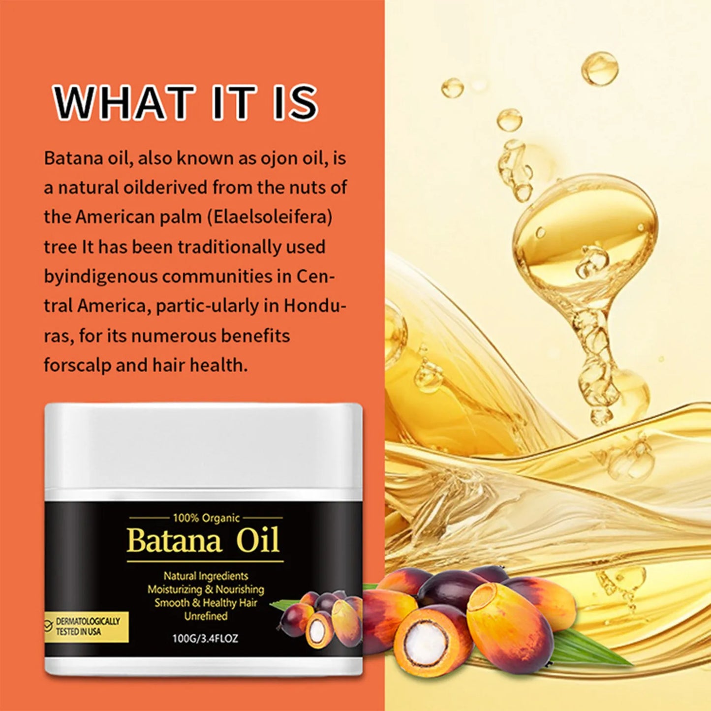 100g Raw Batana Oil for Hair Growth Organic Moisturizer