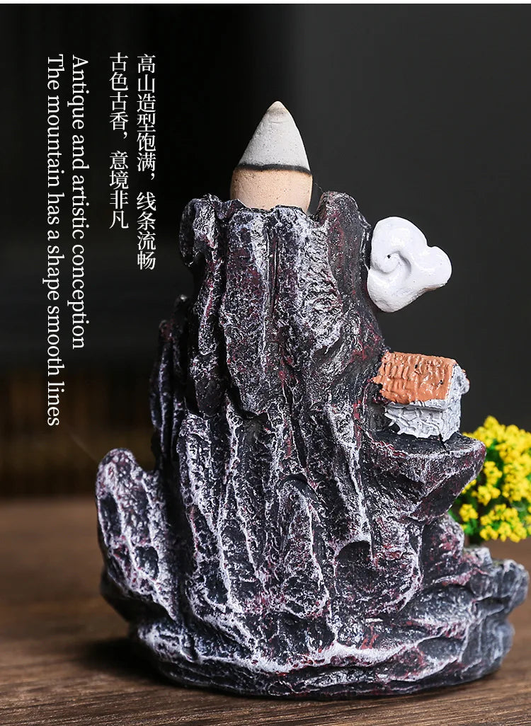 Creative High Mountain Flowing Resin Back Flow Incense Holder