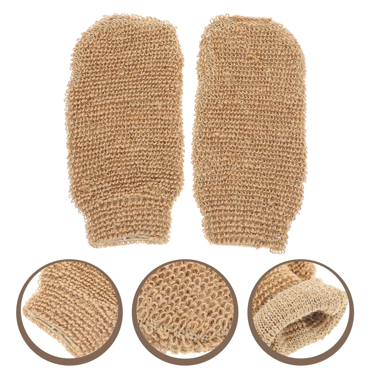 2 PCS Jute Bath Gloves Exfoliating Scrub Body Cleaning