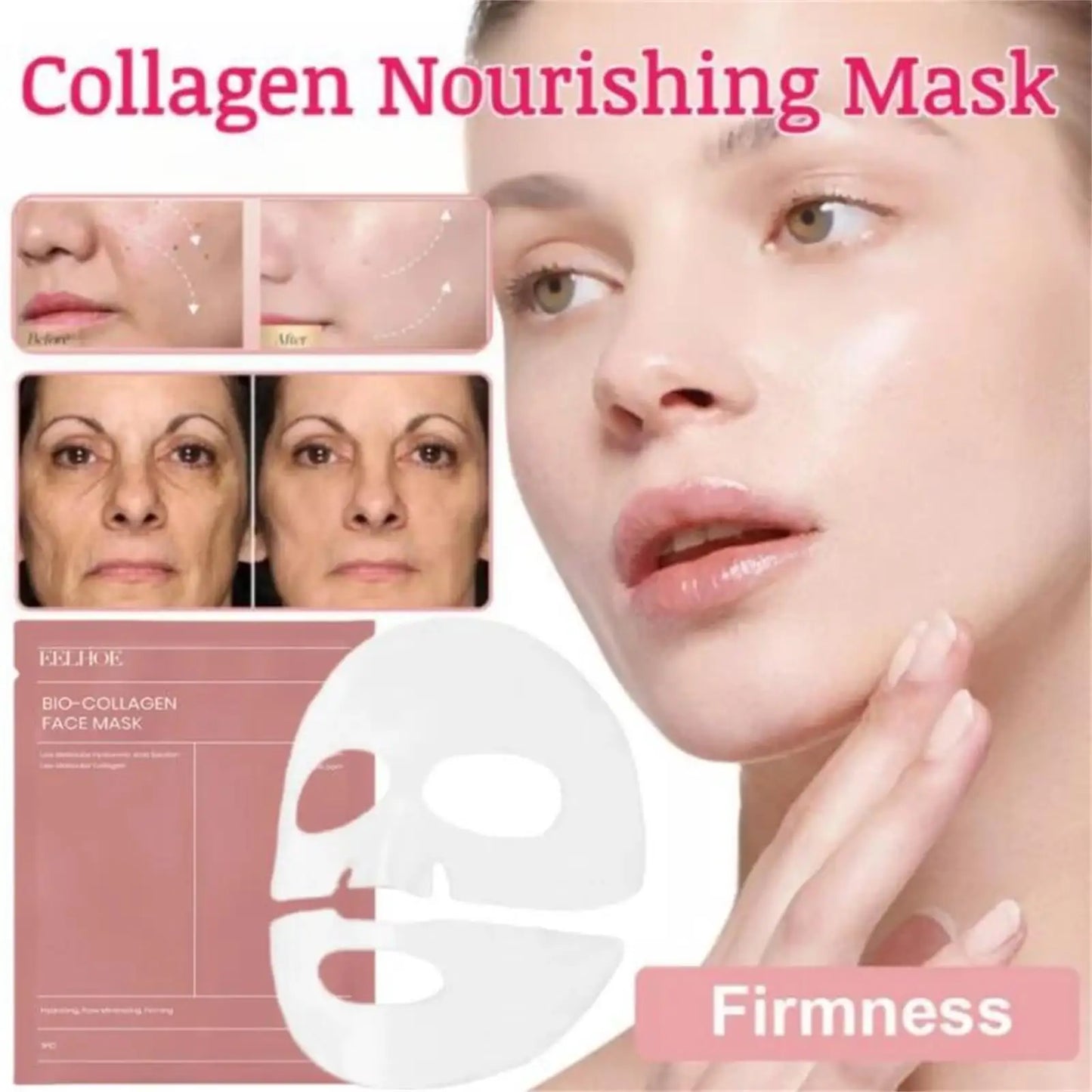 1/5/10PCs Bio Collagen Face Mask Shrink Pores Hydrating Skin Care