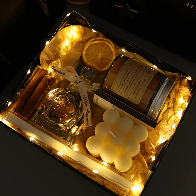 Luxurious Scented Aromatic Candles Set Glass Cup Soy Wax Gifts