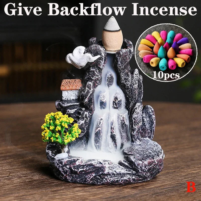 Creative High Mountain Flowing Resin Back Flow Incense Holder