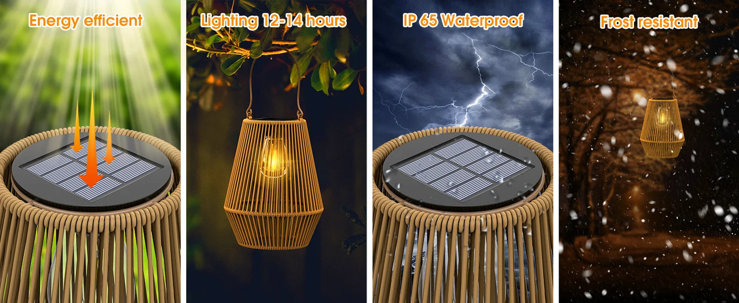 Hand Woven 0.6W Solar Outdoor Lights Villa Landscape Light