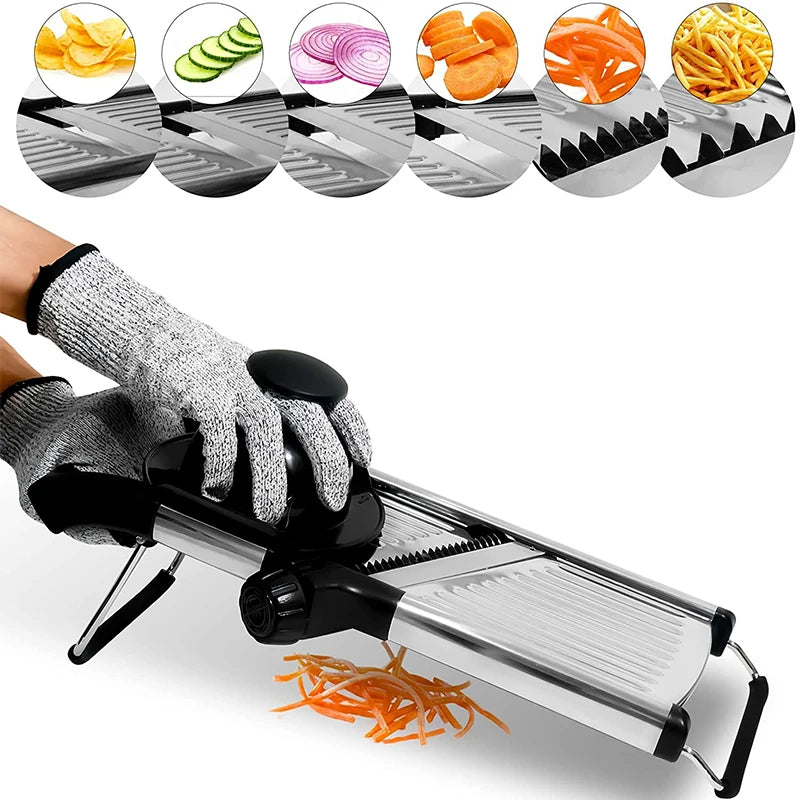 LMETJMA Adjustable Mandoline Slicer Stainless Steel Chopper