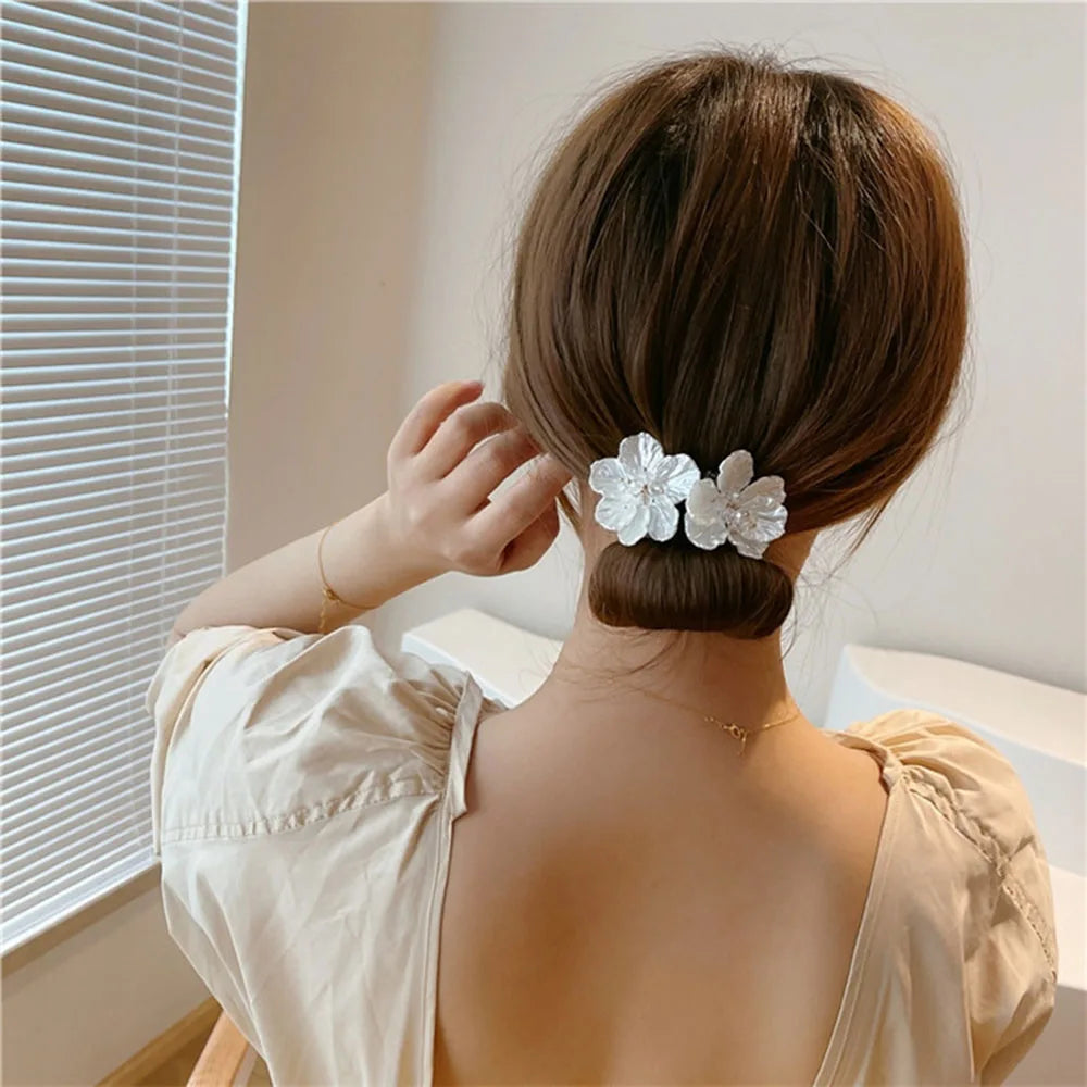 Vintage Shell Pearl Hairpin Bun Hairstyle Tool for Women