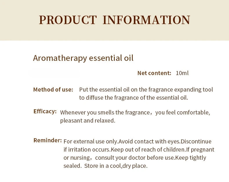 10ml Water-Soluble Aromatherapy Oil for Cozy Home Atmosphere