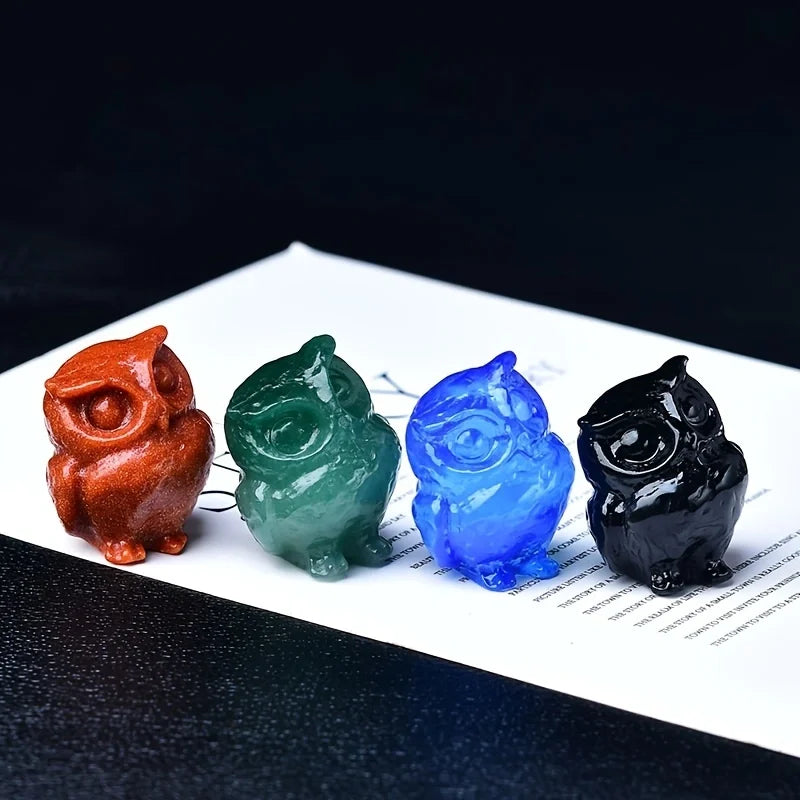 1pc 3.5cm Crystal Carved Owl Meditation Stone Gift