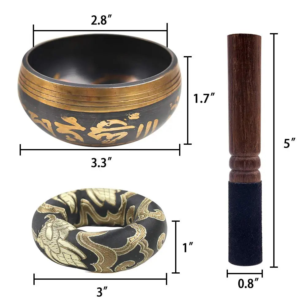 Tibetan Singing Bowl Set Lotus Unique Gift for Meditation