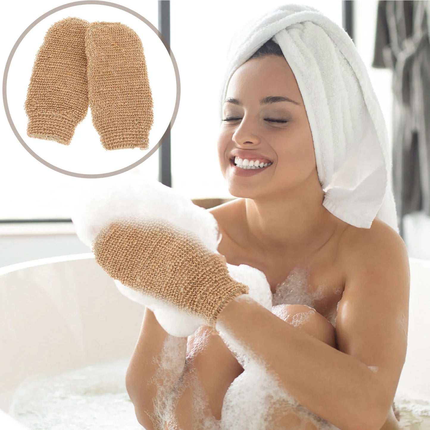 2 PCS Jute Bath Gloves Exfoliating Scrub Body Cleaning