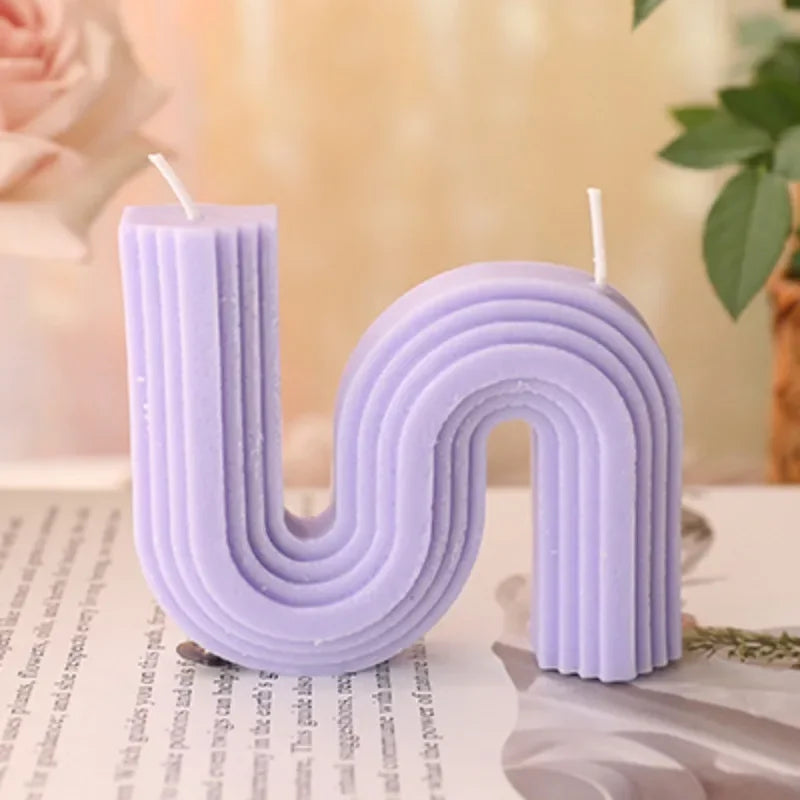 Geometry Unique Candle Wave U Shape Unscented Hand Poured Soy Candles