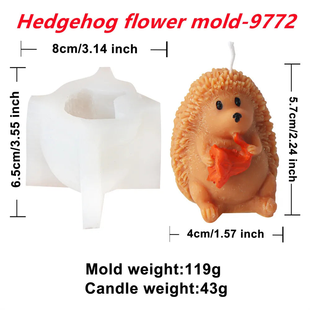 Hedgehog Sculpture Mold for DIY Soywax Candle Decor