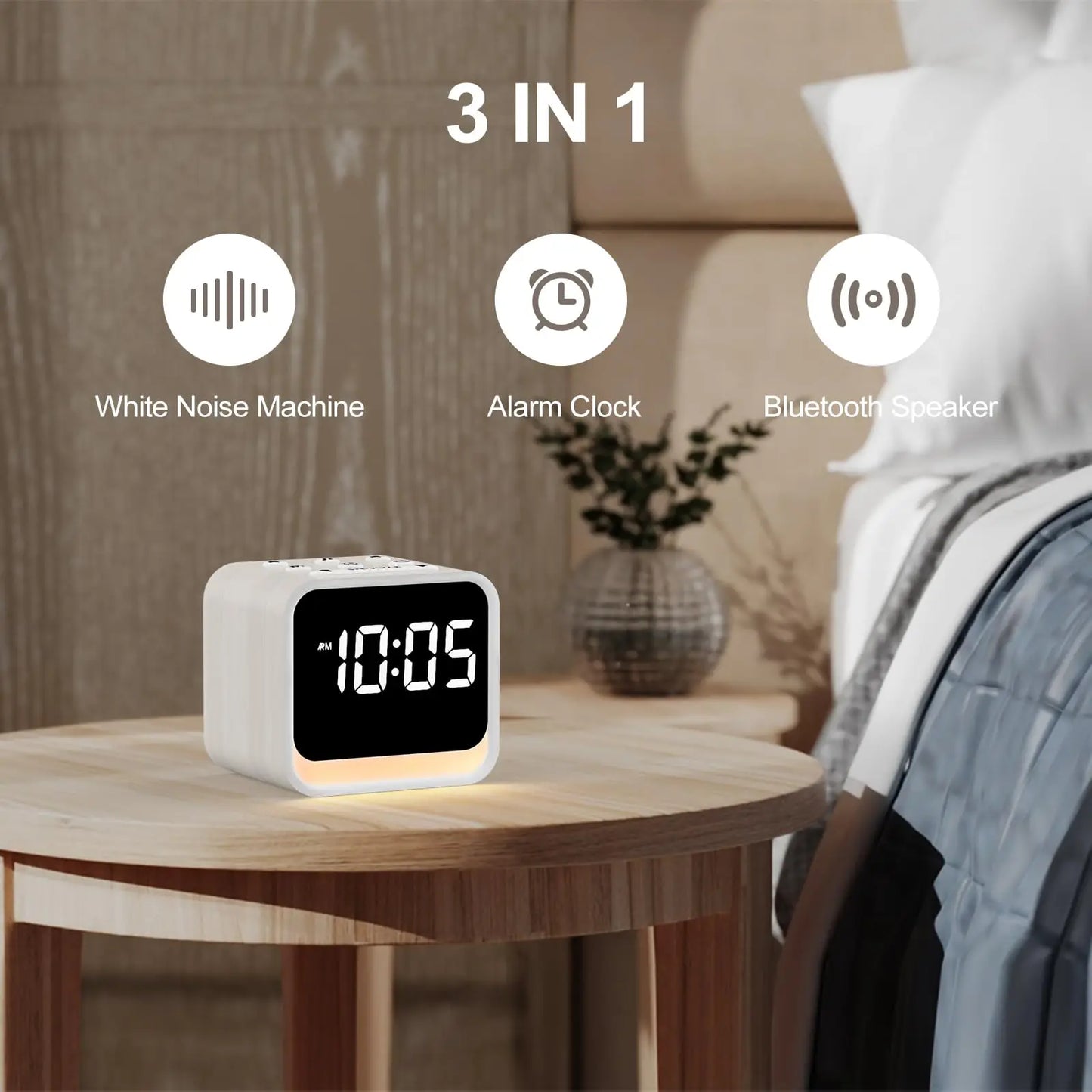 Digital Display White Noise Machine and Bluetooth Speaker