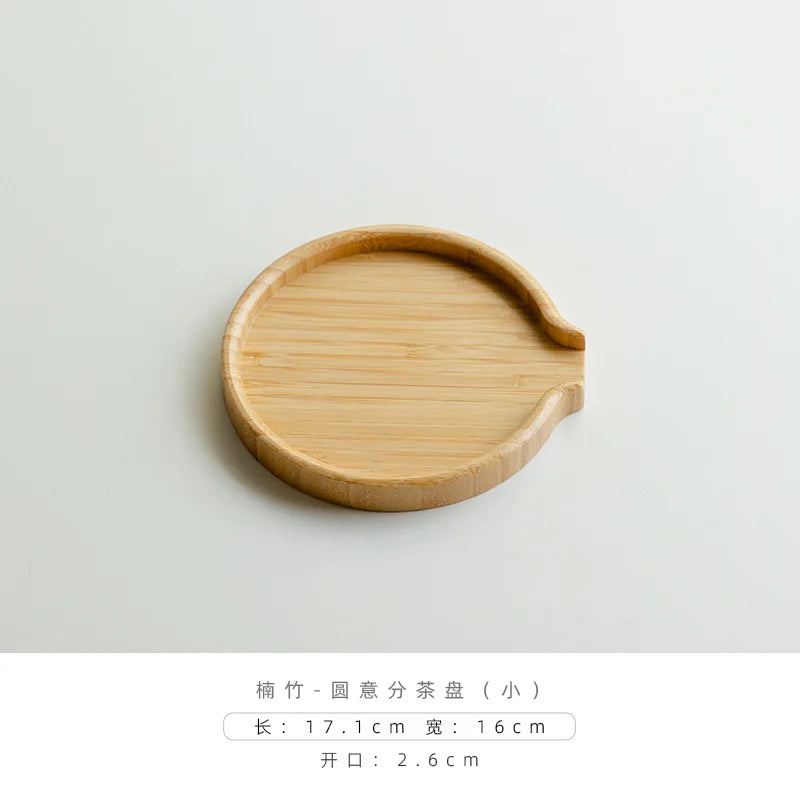 Chinese Bamboo Food Tray Puer Tea Box Open Knife Pry Tea Plate