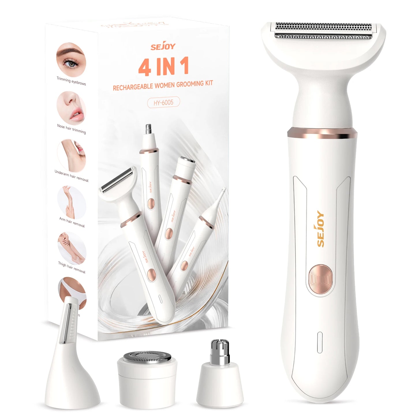 Sejoy 4 In 1 Electric Lady Shaver Portable for Effortless Hair Removal