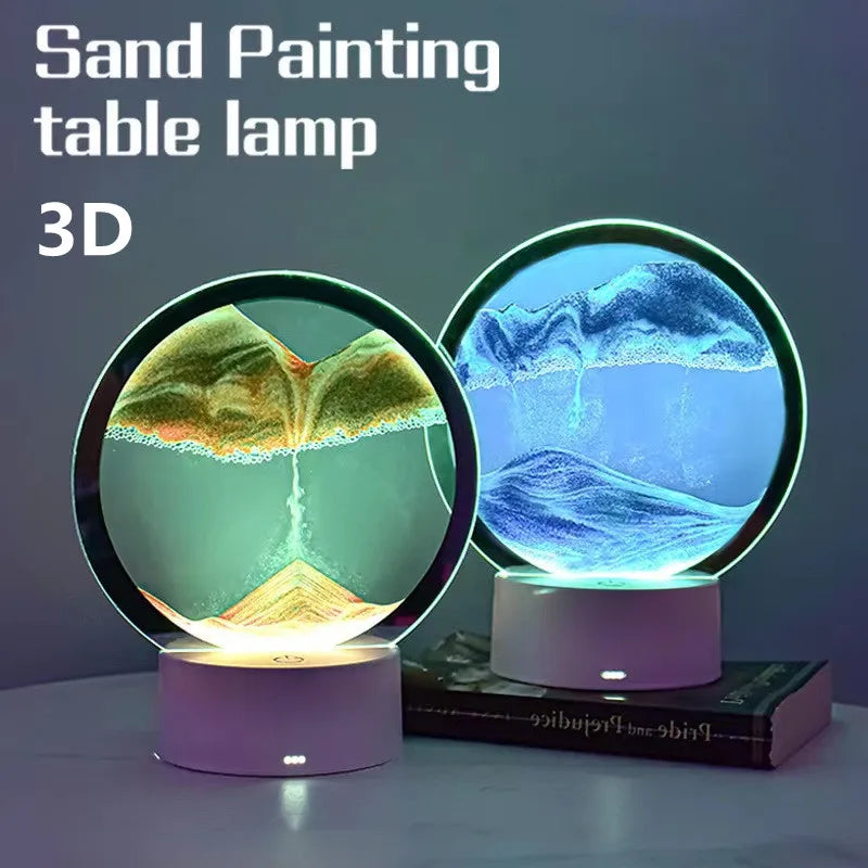 Quicksand Table Lamp, Elegant 3D Sand Painting Light