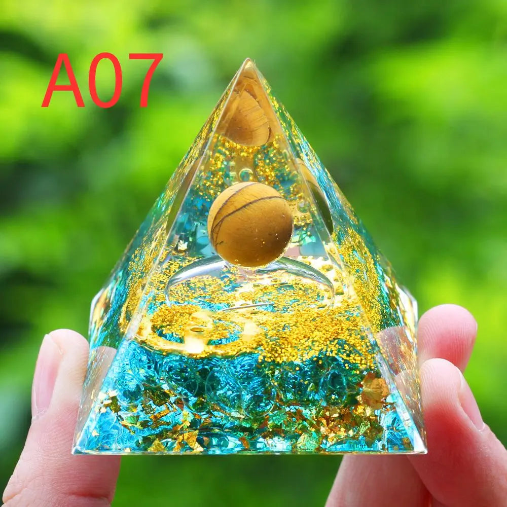 Crystals Stone Orgone Pyramid Energy Generator Natural Amethyst Peridot Reiki Chakra Tool