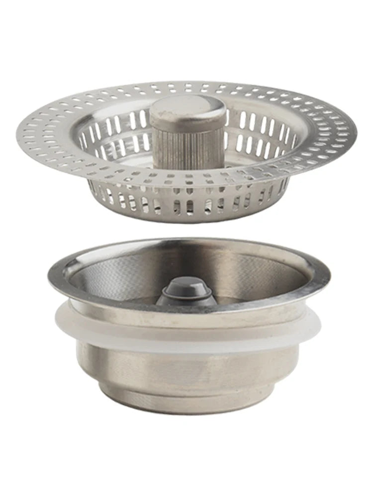 3 In 1 Kitchen Sink Drain Strainer Stainless Steel Stopper