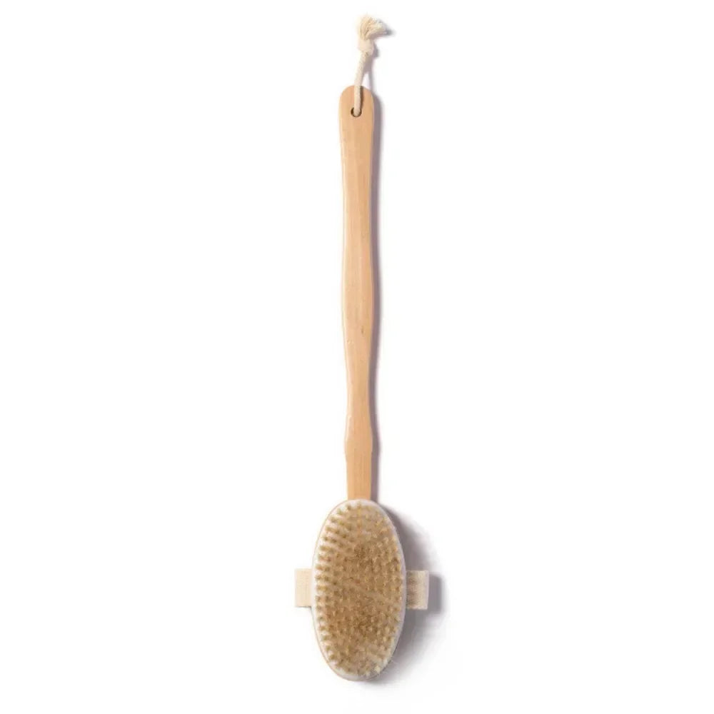 Natural Bristles Back Scrubber Shower Brush for Exfoliation