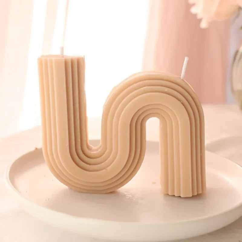 Geometry Unique Candle Wave U Shape Unscented Hand Poured Soy Candles