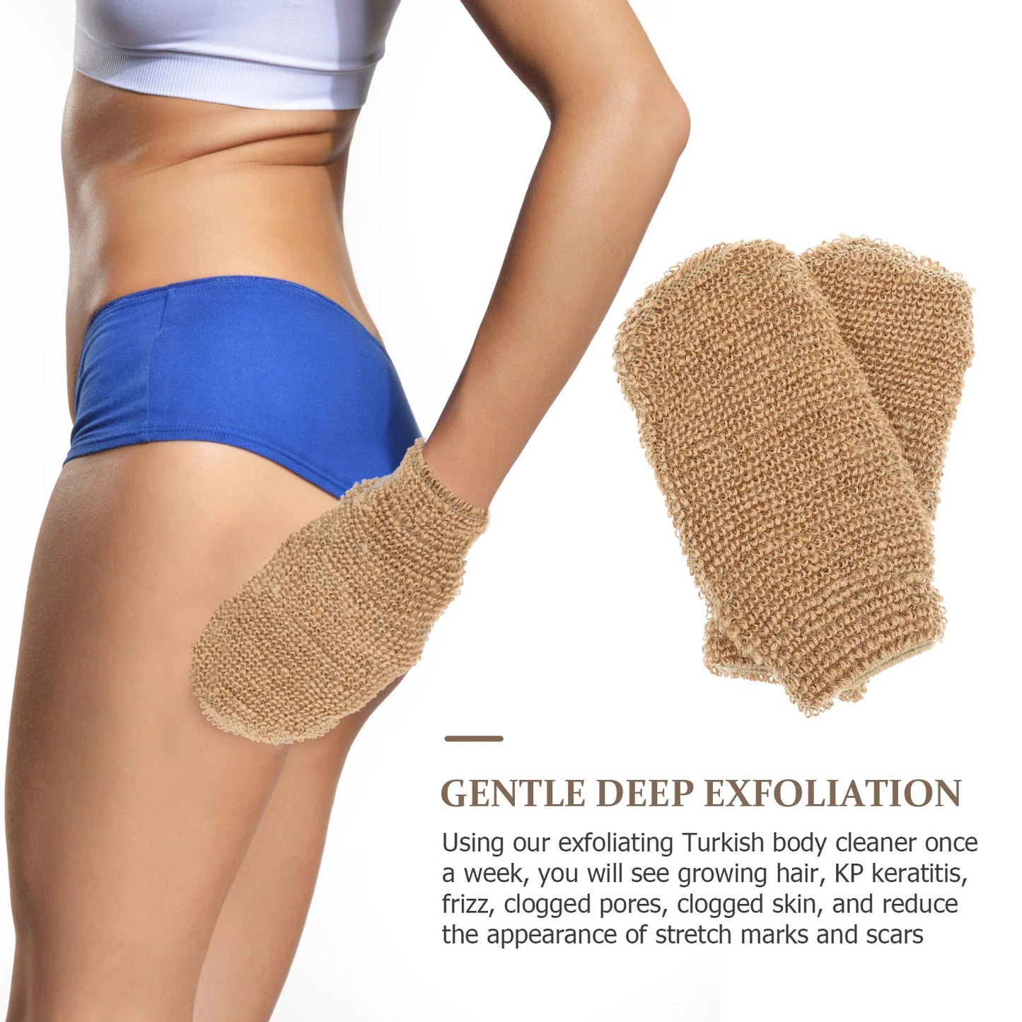 2 PCS Jute Bath Gloves Exfoliating Scrub Body Cleaning