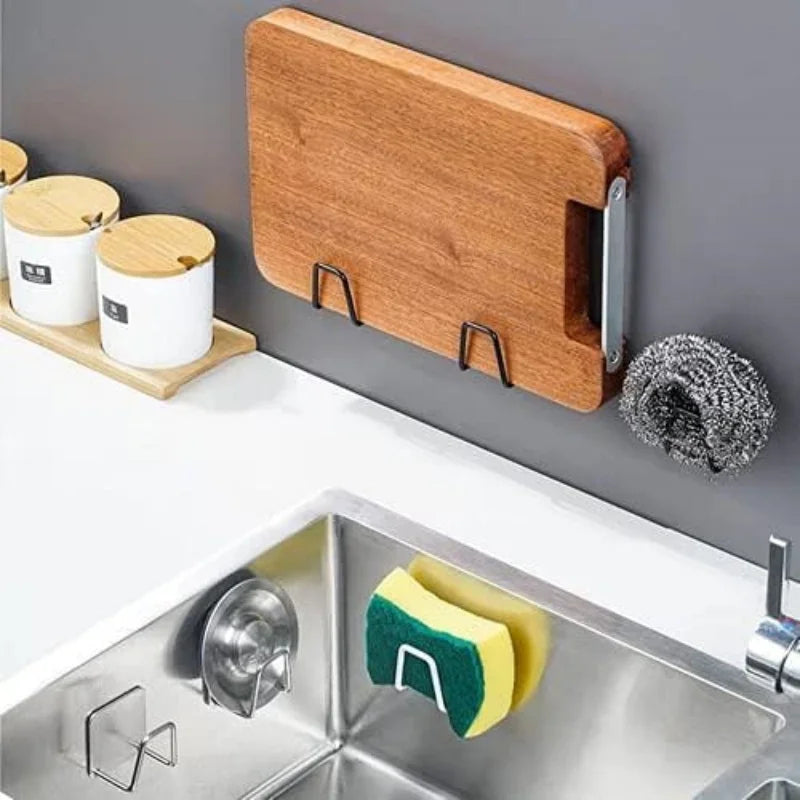 3/1 PCS Stainless Steel Sink Sponge Holder Self-Adhesive Kitchen Organizer