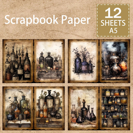 12 Sheets A5 Size Halloween Dark Gothic Journal Scrapbooking