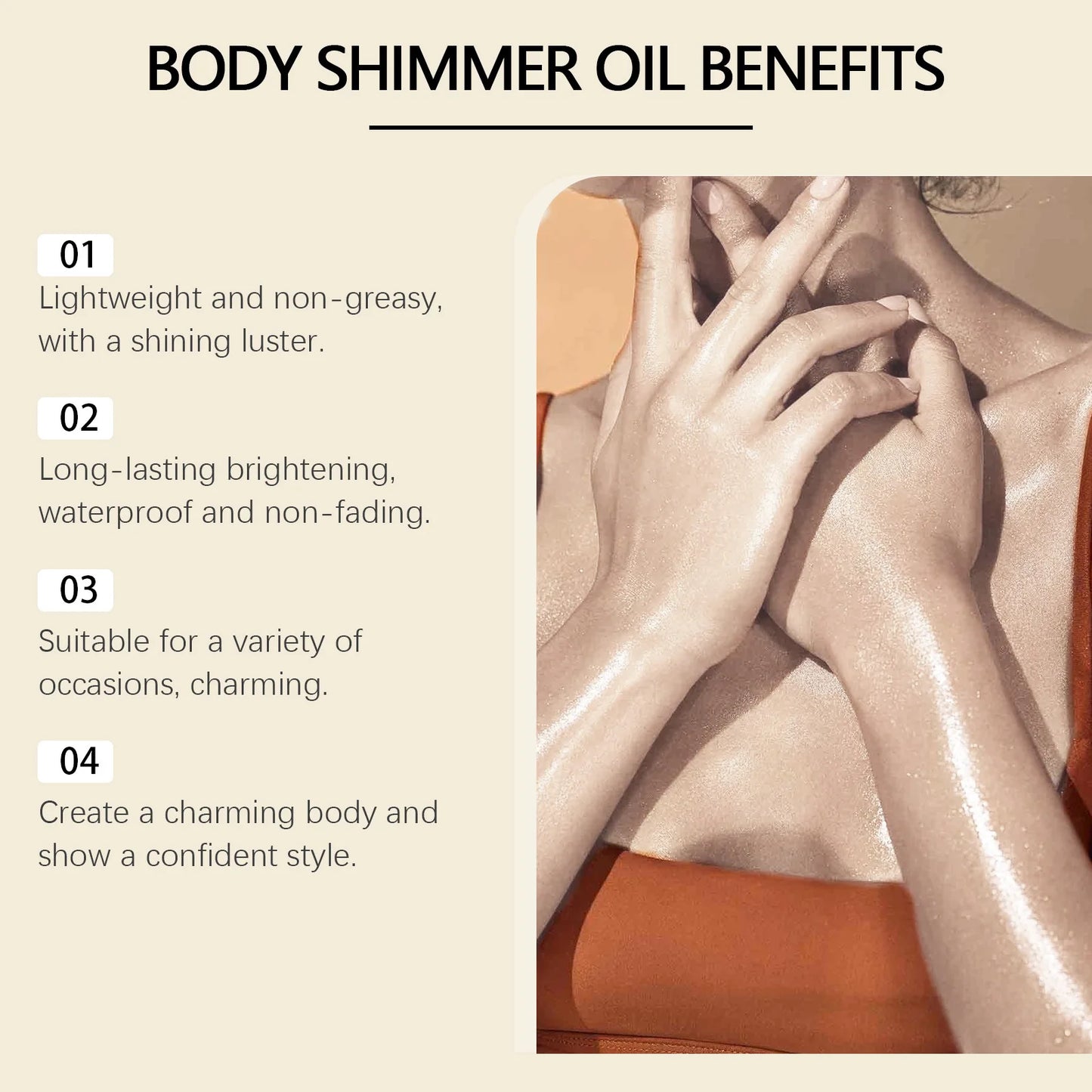 EELHOE 3D Body Oil with Shimmer for Moisturized Radiance