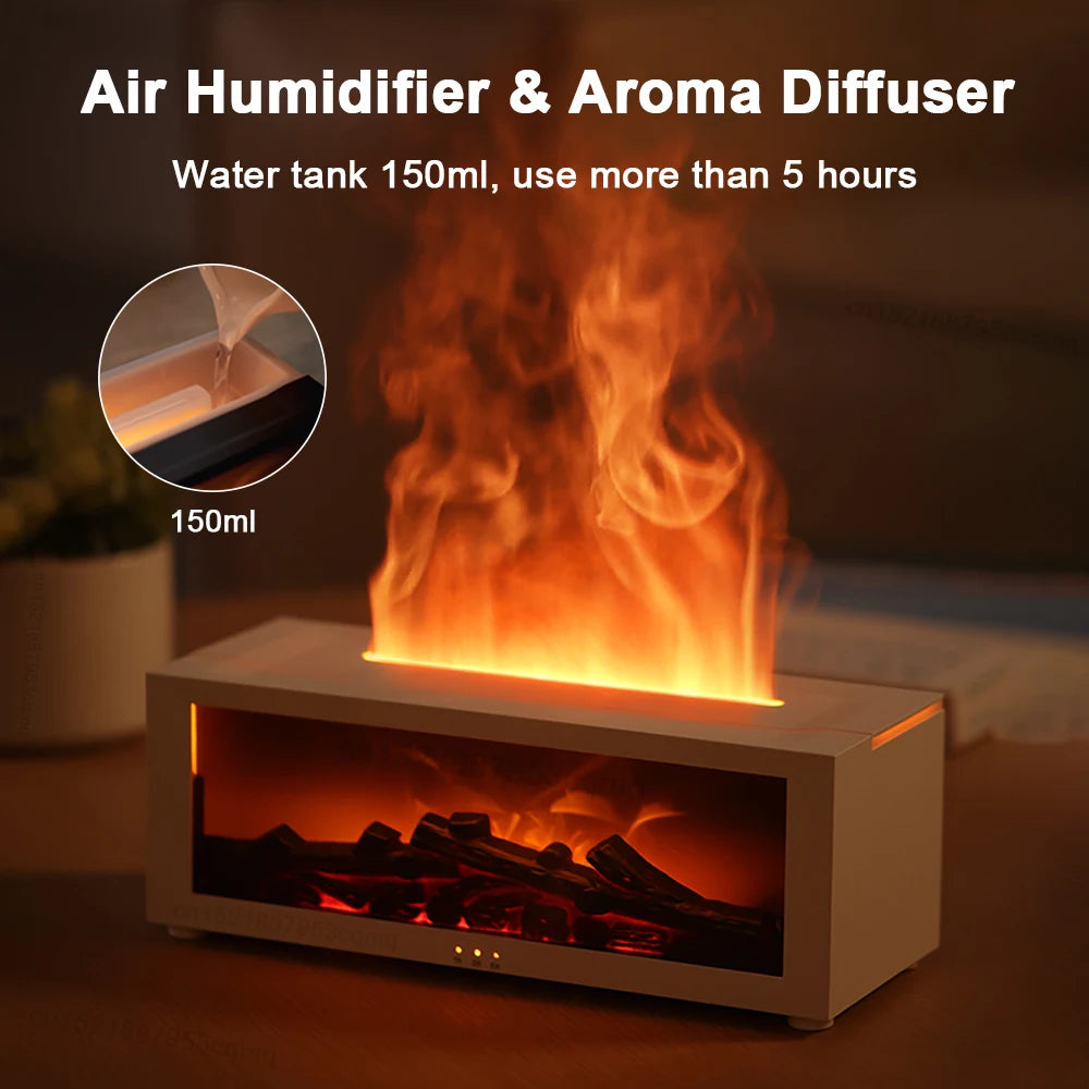 Air Humidifier Essential Oils Aroma Flame Diffuser LED Remote