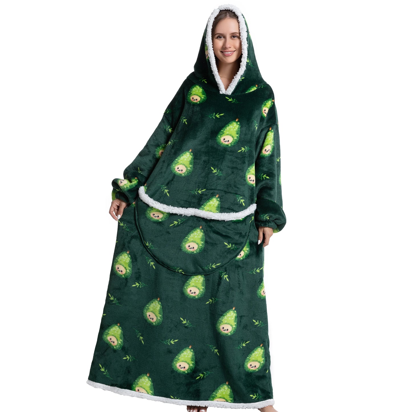 Oversized Wearable Blanket Cozy Warm Flannel Hoodie for Adults