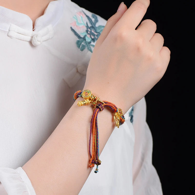 Tibetan Style Hand Woven Prayer Bracelet for Meditation