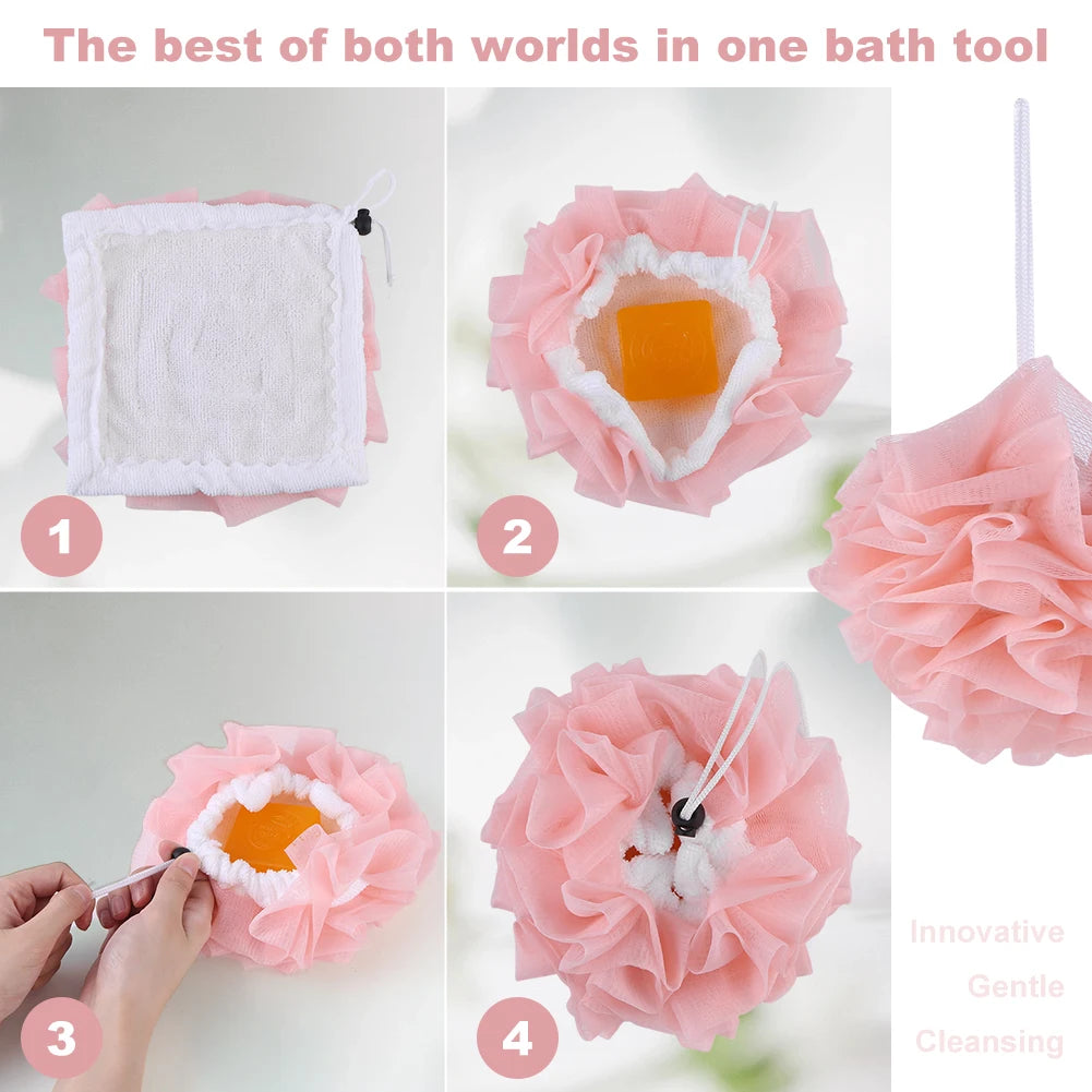 2-In-1 Bath Loofah Sponge Set for Elegant Cleansing Bliss