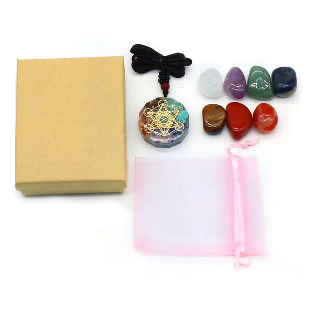 Natural Crystal Chakras Kit Amethyst Stone Healing Gifts