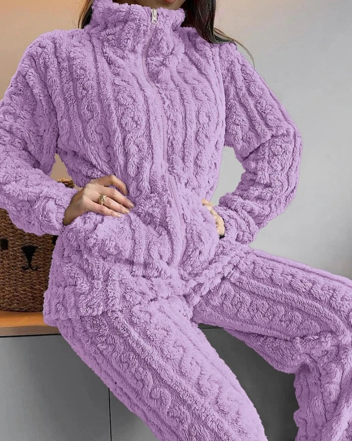 Thickened Warm 2Pcs Pajamas Set For Cozy Nights Loungewear