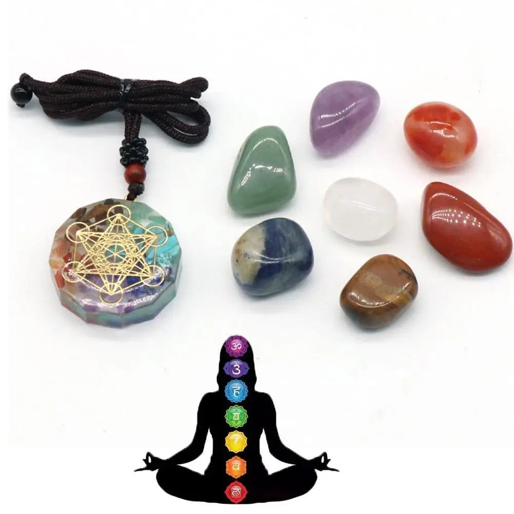 Natural Crystal Chakras Kit Amethyst Stone Healing Gifts