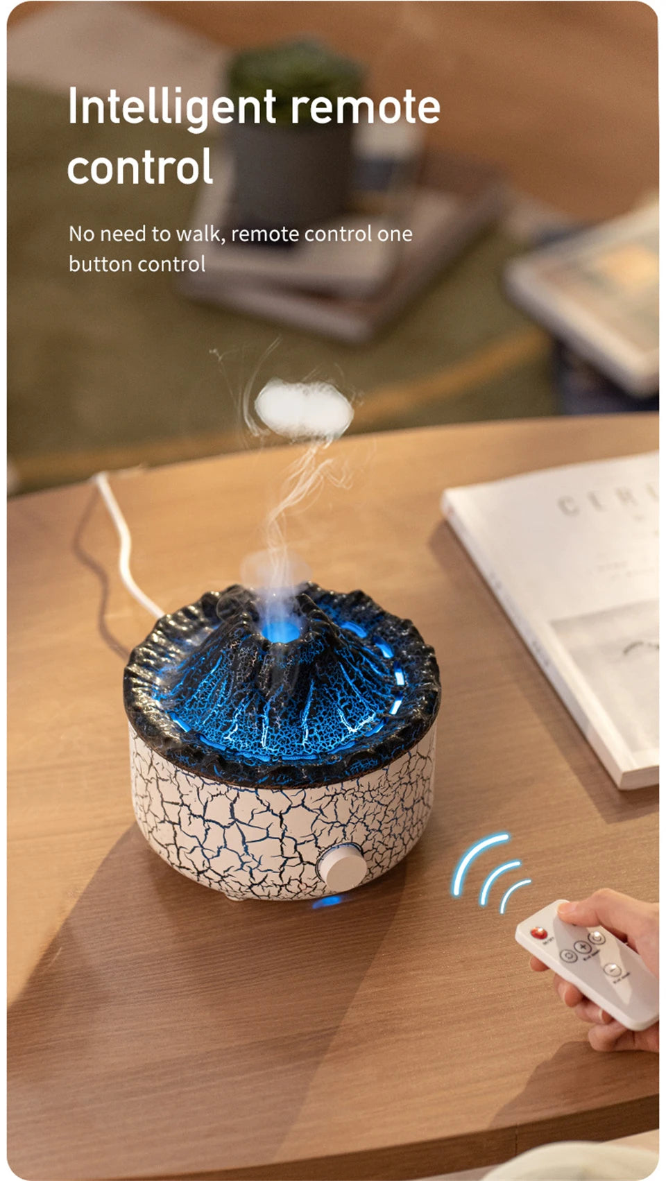 Volcano Aromatherapy Diffuser Smoke Ring with Flame Lamp